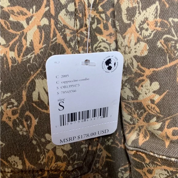NWT Free People Lennox Printed Jumpsuit Cappuccino Combo Size Small
